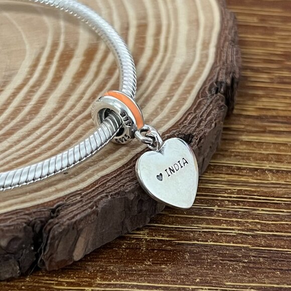 Pandora India Flag Heart Dangle Charm - Picture 2 of 4